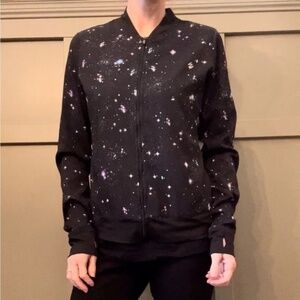 Nicole Miller New York Active Galaxy Star Celestial Printed Full Zip Jacket Med